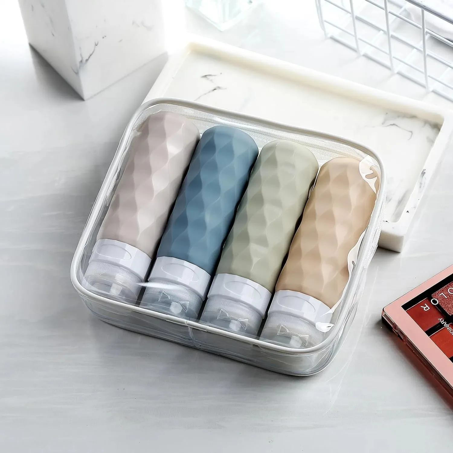 Sinodiving Shampoo Bottle Set Leakproof Refillable Cosmetic Toiletry Container Tube BPA Free Food Grade Silicone Travel Bottle