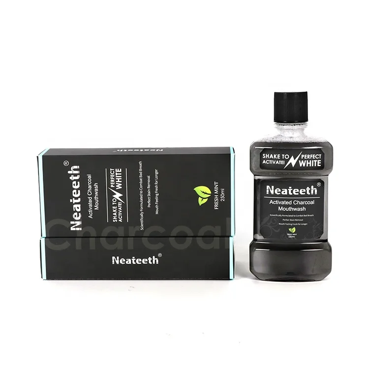  Good Quality Neateeth Alcohol Free Fluoride 250ml Activated Charcoal Whitening Mouthwash for