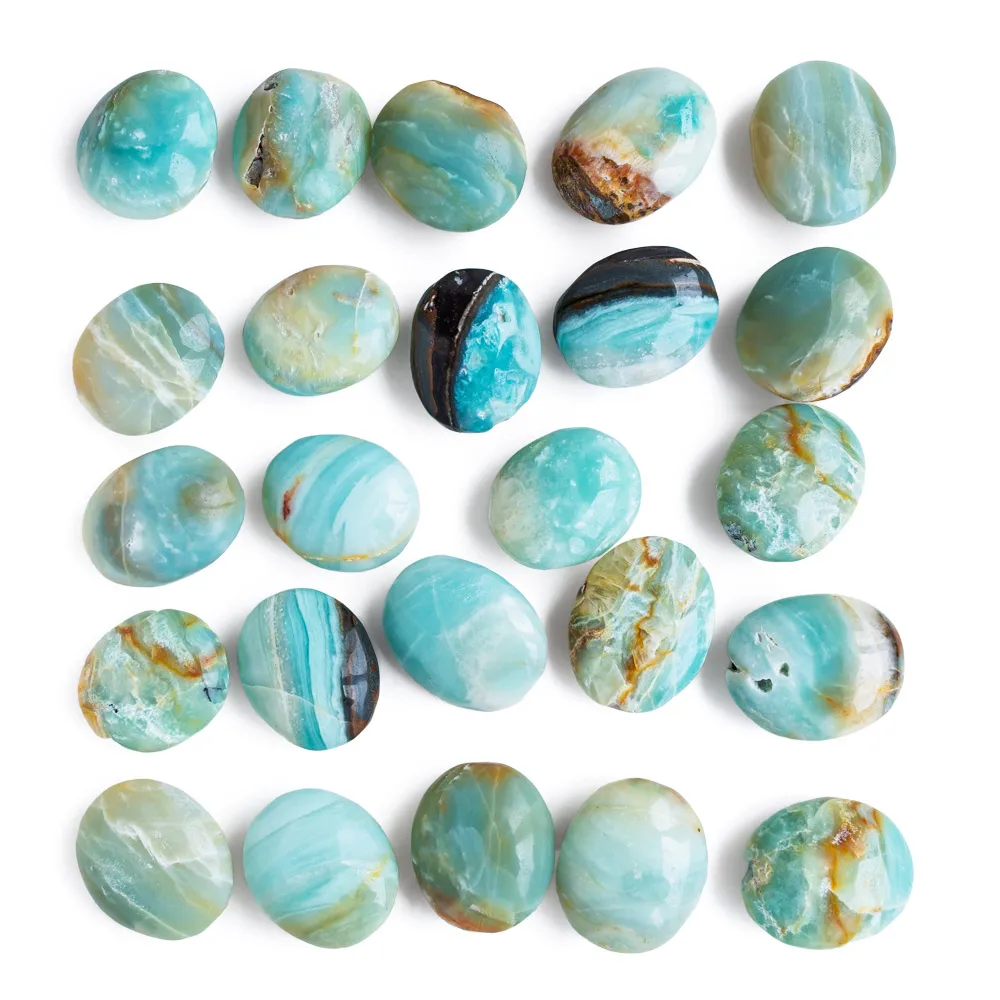 Wholesale High Quality Sky Blue Quartz Jasper Palm Stone Folk Crafts Healing Natural Crystal
