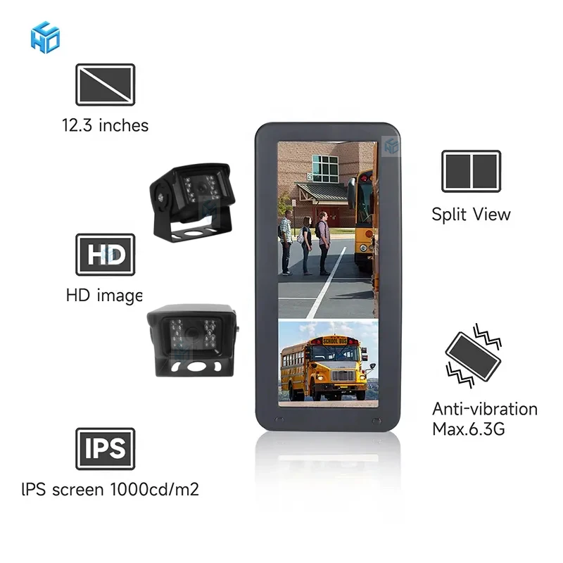 12.3inch Neoplan Coach Electric Interior Rearview Rear Side View Video Camera Monitor Truck Bus Mirror