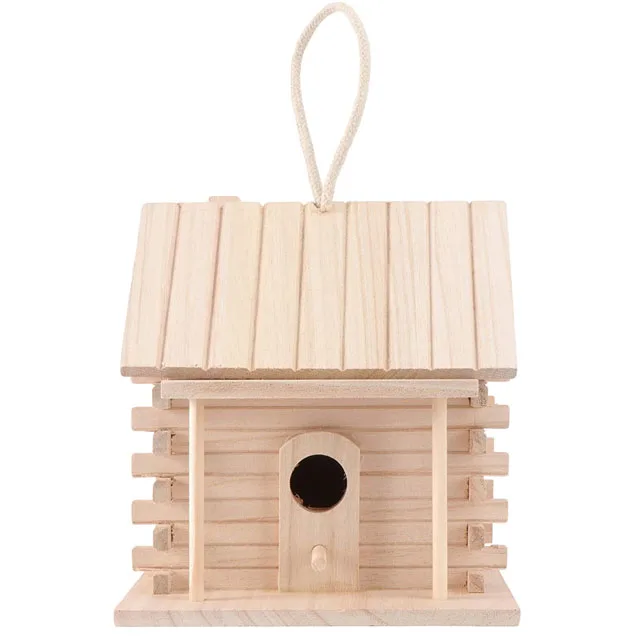 Country Style DIY Wooden Solid Wood Bird Nest Creative Indoor and Outdoor Bird House With Polished Paulownia Home Gift
