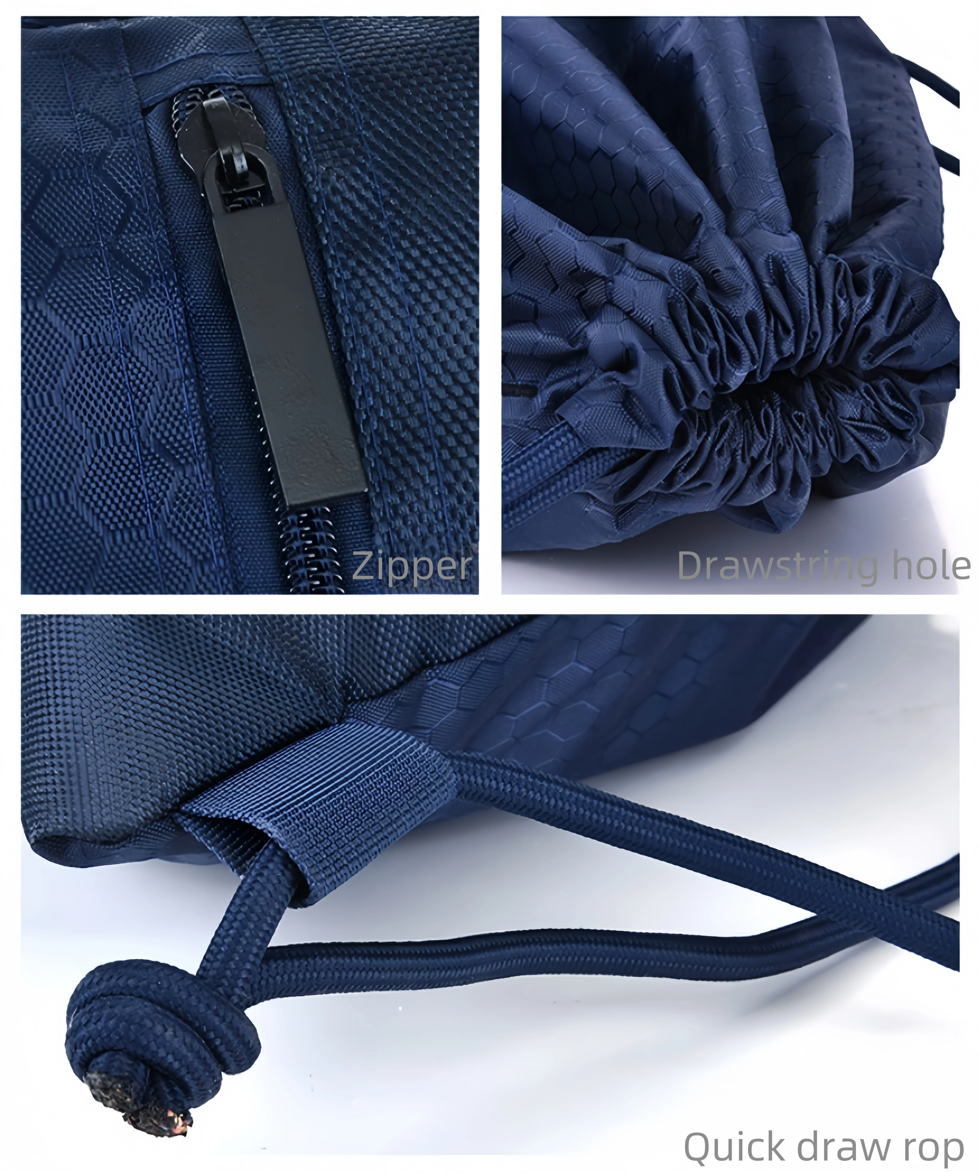 Hot Sale Large Capacity Waterproof Nylon Draw String Backpack Portable Foldable Blue Polyester Drawstring Bag With Your Own Logo