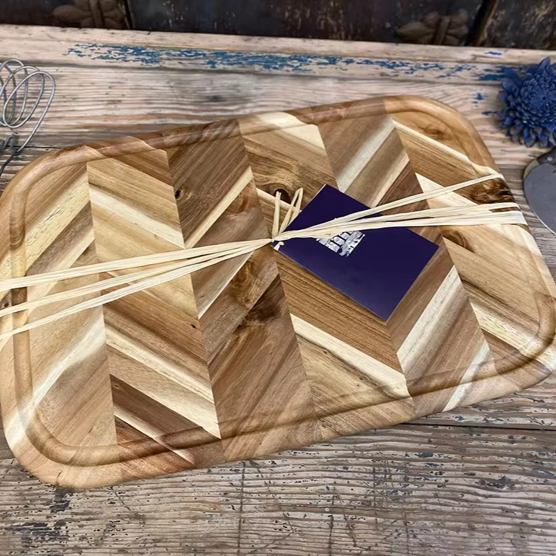 Shende Wholesale Laser Logo Kitchen Bulk Small Acacia Beech Walnut Olive Oak Teak Wood Chopping Cutting Board For Kitchen
