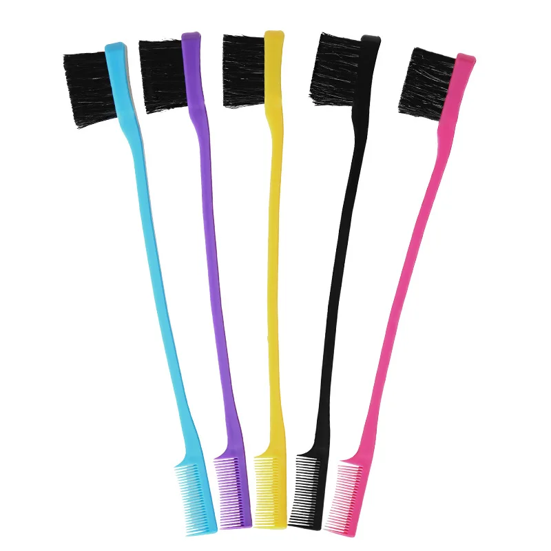 Wholesale Custom Private Label Cepillo 3 In 1 Edge Hair Control Brush And Comb Double Eyebrow Baby Hair Edge Brush