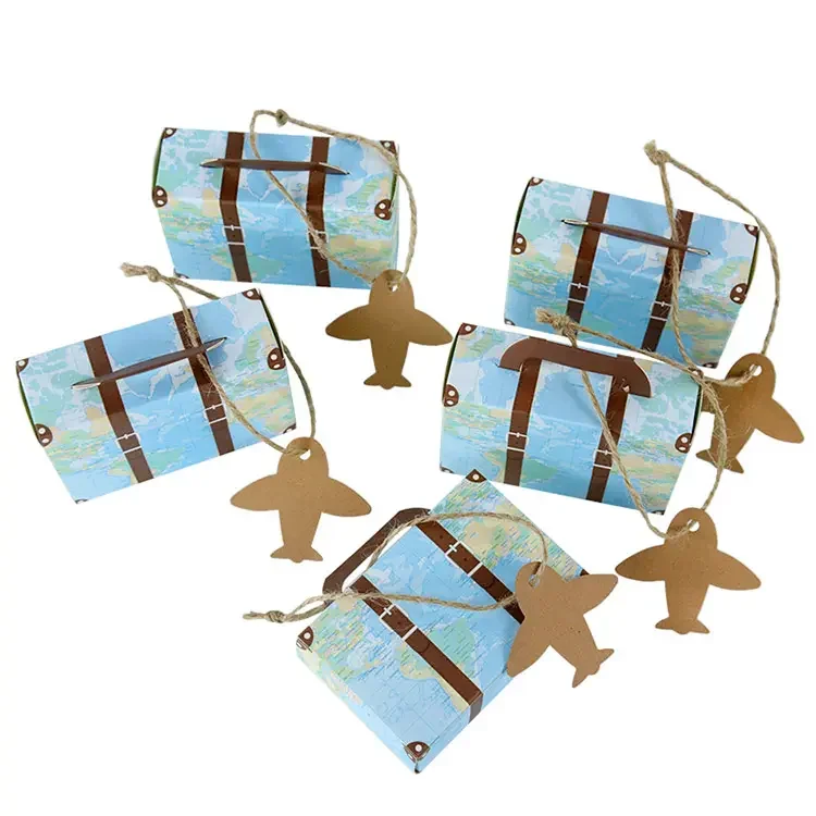 Custom Print Pattern Hight Quality Color Eco Friendly Mini Suitcase Candy Party Cardboard Packaging Paper Box Party