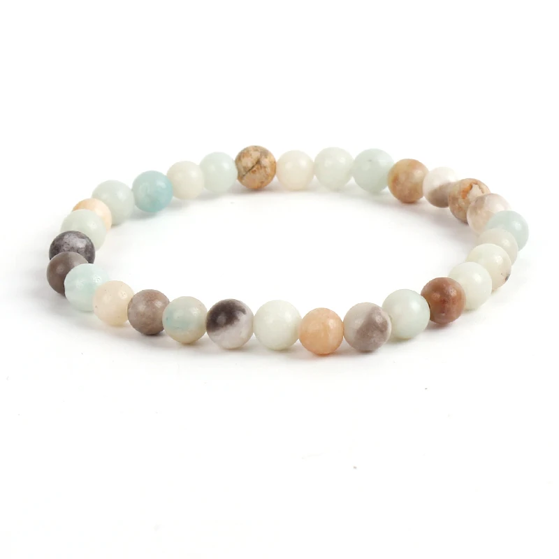 6mm 7.5 inches Natural Gem stone Round Healing Crystal Smooth Stone Bead Stretch Bracelet