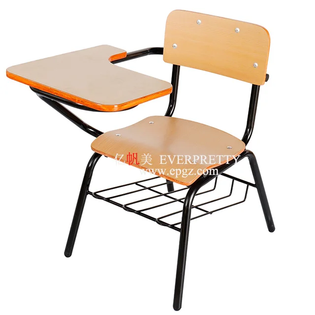 Factory Price School Student Furniture Training Plastic Study Chair with Writing Pad Wheeling Tablet