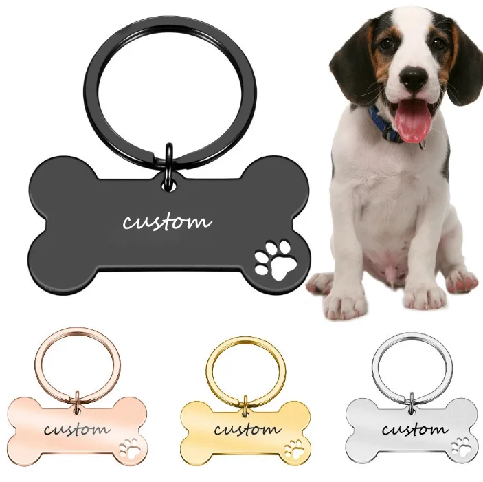 Personalized bone shape blank metal dog tags stainless steel engraved pet id Tags