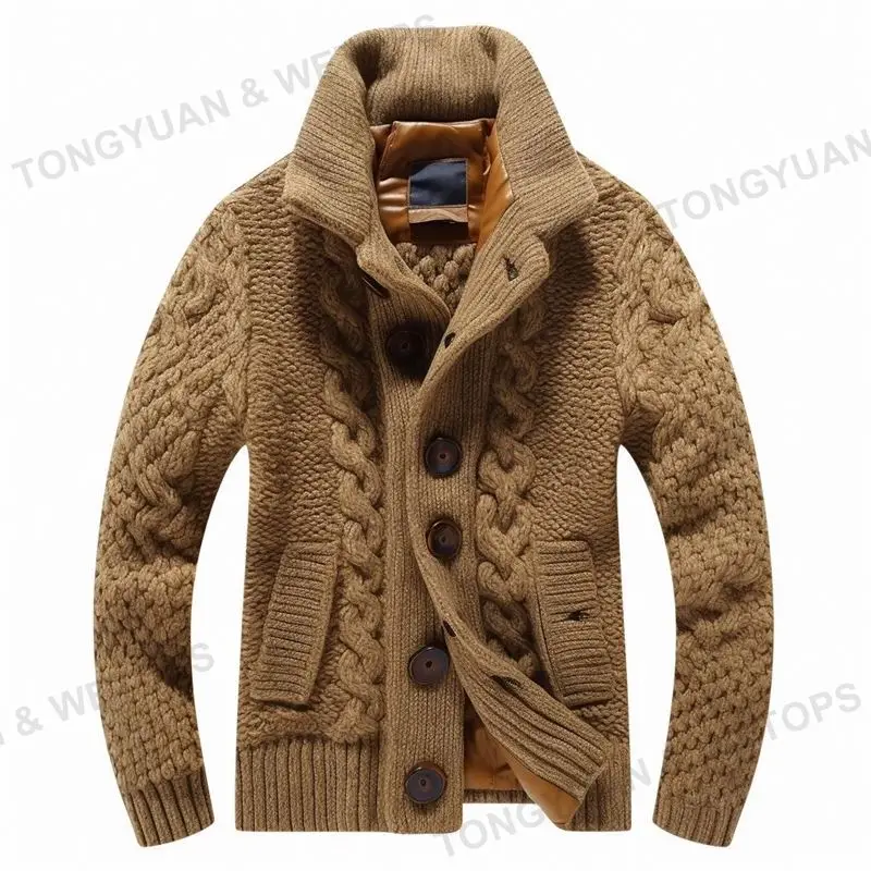 Производители одежды на заказ толстое пальто на пуговицах зимняя водолазка большого размера вязаные мужские свитера большого размера