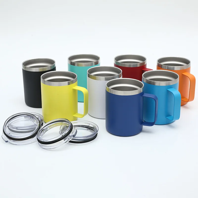No MOQ 12 oz insulated stainless steel  vacuum coffee travel mug with lids and handle