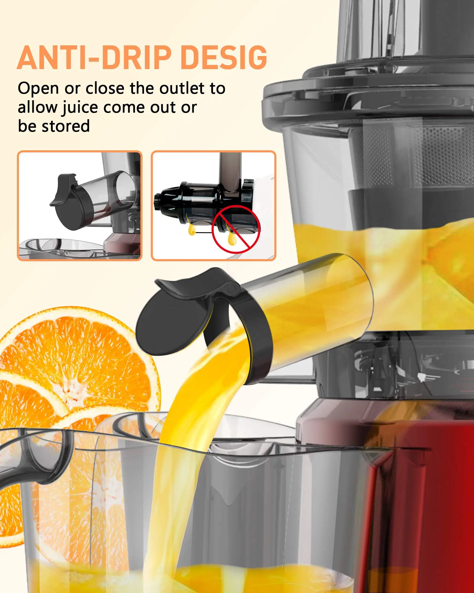 MSF vertical big mouth slow masticating juicer