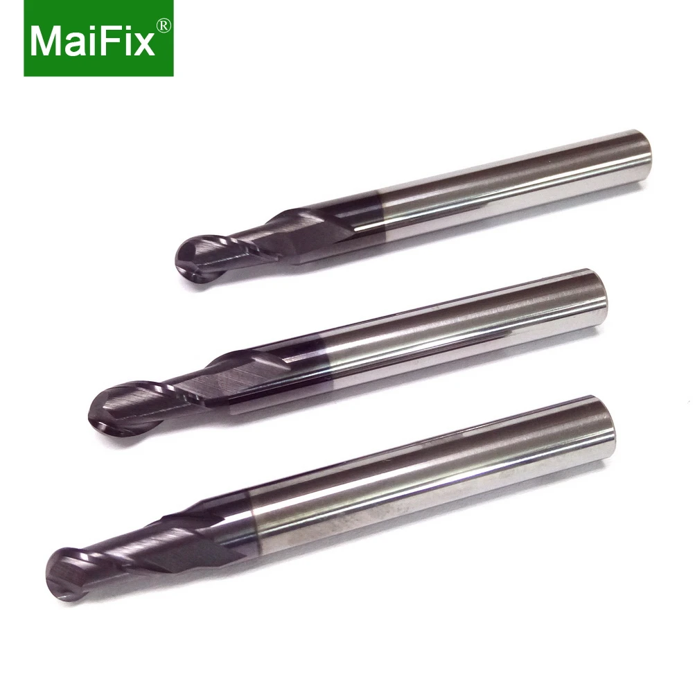 Maifix Solid  Carbide 2 Flute Corner Radius End Mills 45 50 55 Ball CNC Milling Cutter