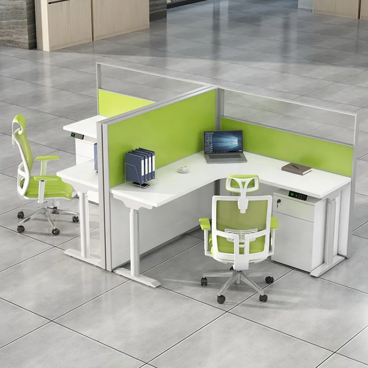 Electric adjustable intelligent standing electronic desk call center two person work station