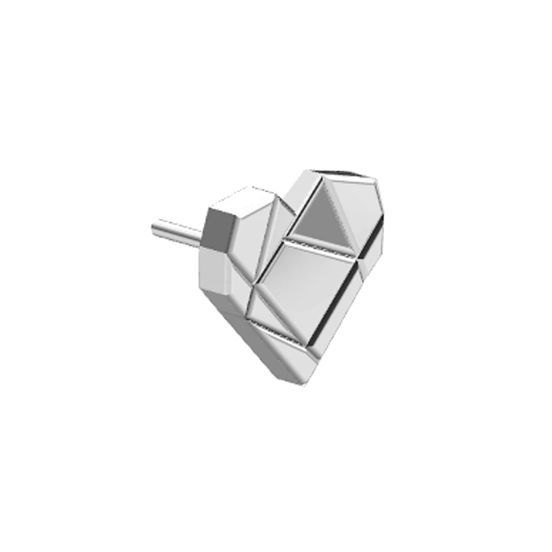 Calendo New Style  ASTM F136 Titanium  High Polished Heart Threadless Cartilage  Lobe Earring  End Piercing  Jewelry