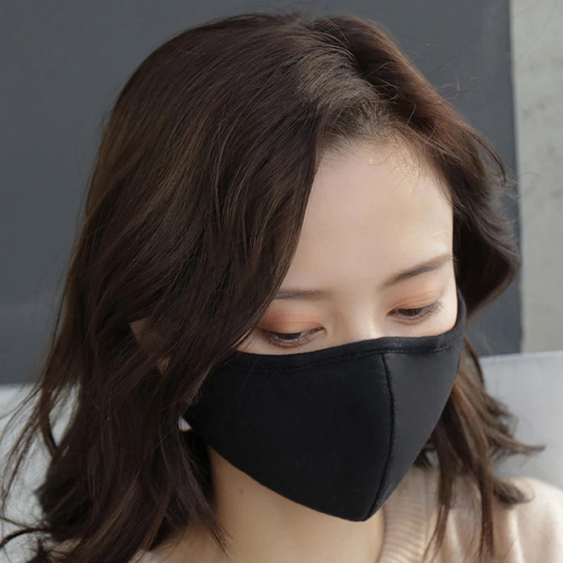  2021 Adult pure cotton nosemask men women washable dust proof windproof black