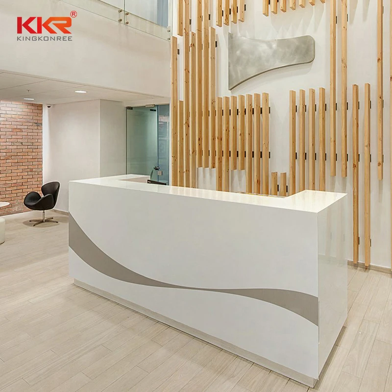 fashion round computer desk white curved reception desk