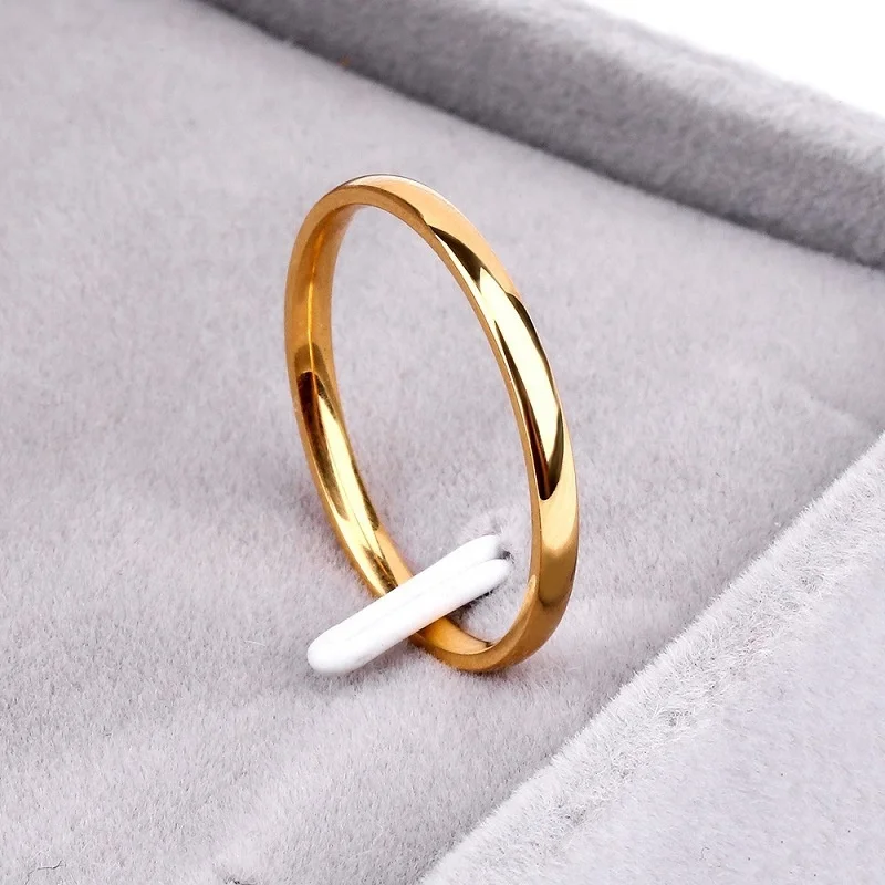 
Girls ring 2mm smooth simple ring rose gold couple ring sets 
