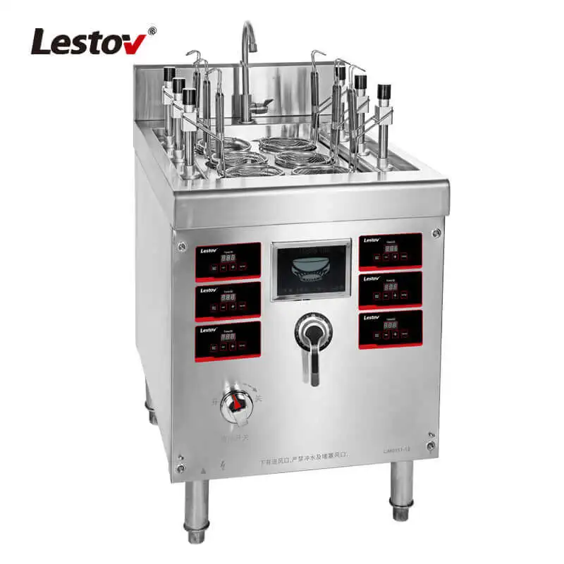 15KW 6 Holes Commercial Electric Automatic lifting Induction Pasta Noodle Ramen Boiler