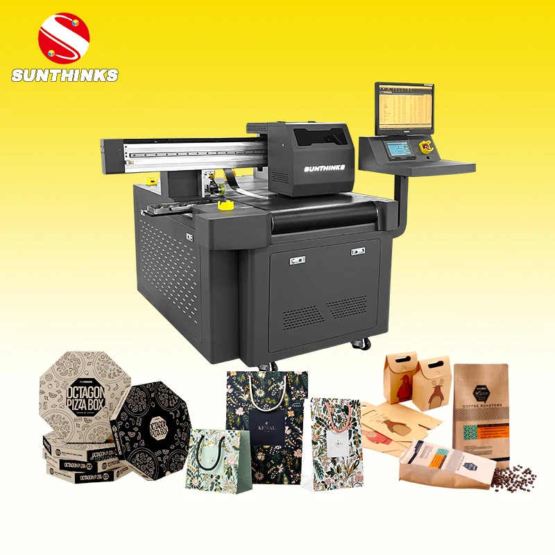 Sunthinks A3 SC300 Mini Digital Printer Inkjet Single Pass Printer For Egg Box Paper Cup Kraft Bag Wood Boxes Printing