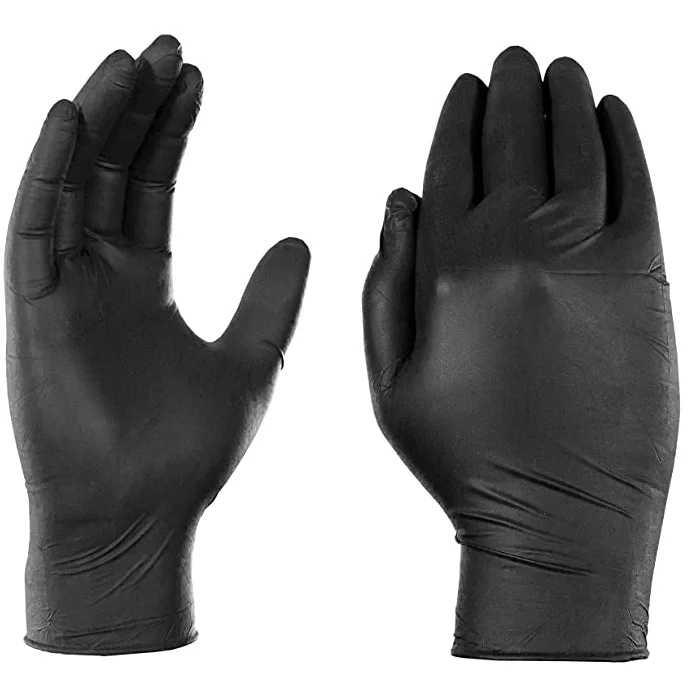 Powder Free Disposable Nitrile Gloves Large -100 Pack, Black Medical Exam Gloves