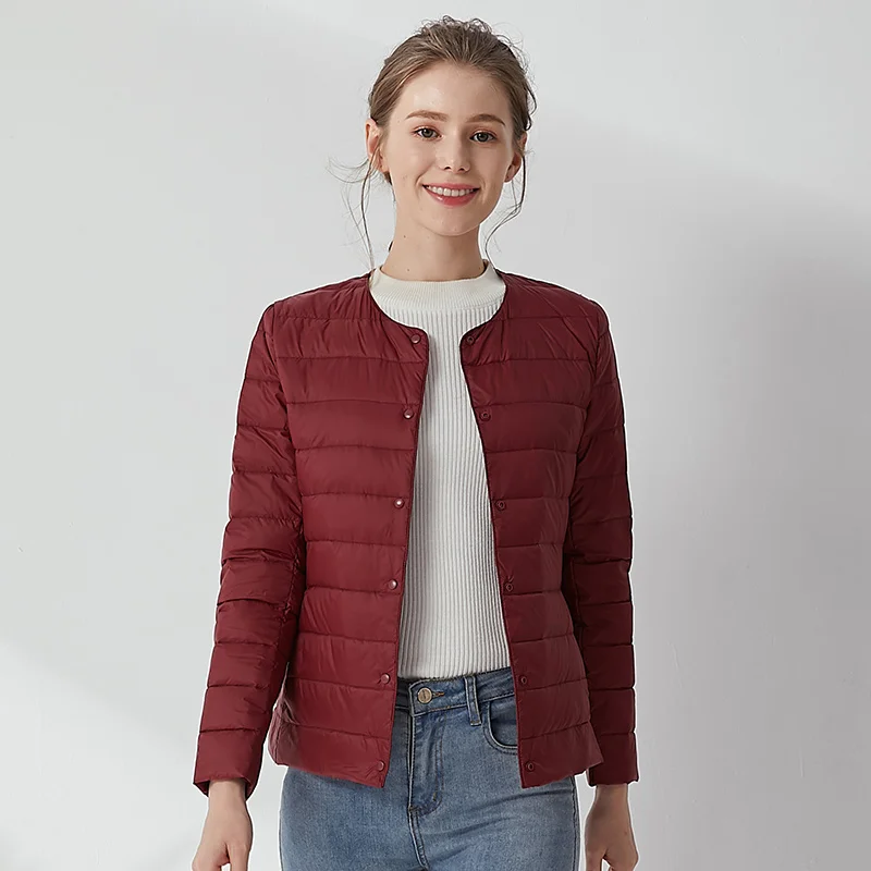 Женский 90% белый утиный пуховик, уличная теплая легкая Изолированная Куртка с пуговицами