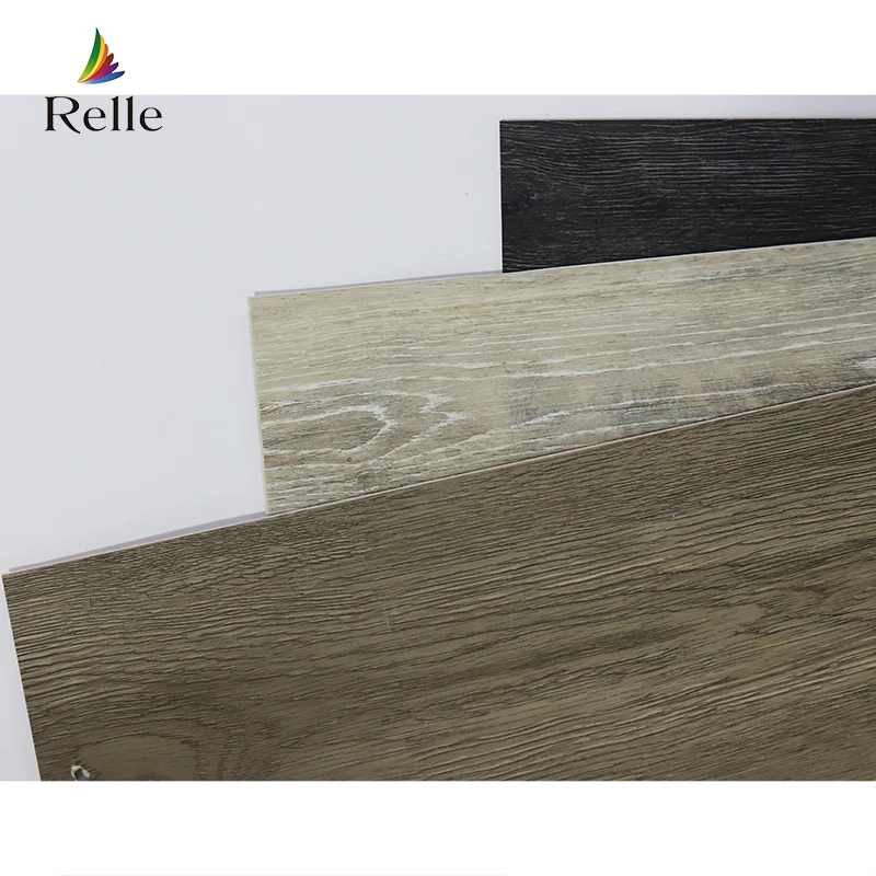 Relle home decoration anti-scratch embossed texture wood click lock spc vinyl plank flooring tiles for hotel