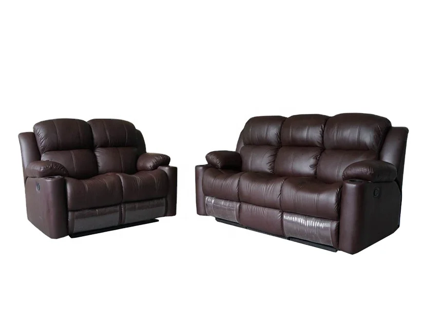 Современный комплект для гостиной, из натуральной кожи, для домашнего кинотеатра, с подстаканником