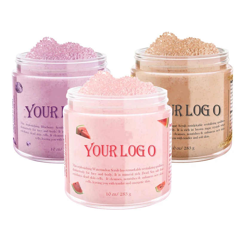 Natural Coconut Milk Organic Fruit Rainbow Exfoliating Salt Body Scrub Packaging