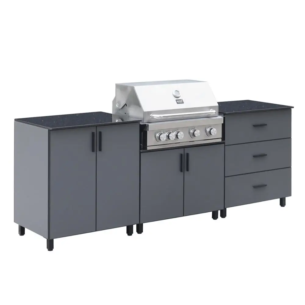 Water Proof Outdoor Kitchen Cabinet For Garden Modern Design Aluminum PVC Board  Outdoor Kitchen Cabinet