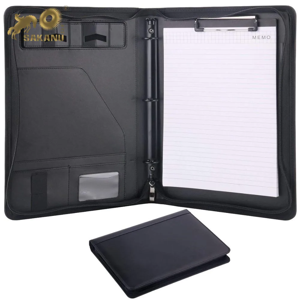 Resume Folder Leather Padfolio Document Organizer Business PU Portfolio