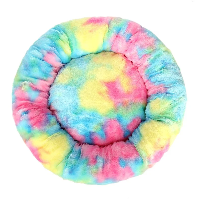 (dropshipping)2021 Hot Sale Fluppy Faux Fur Donut Bed Round Pet Bed for Dog and Cat in Stock