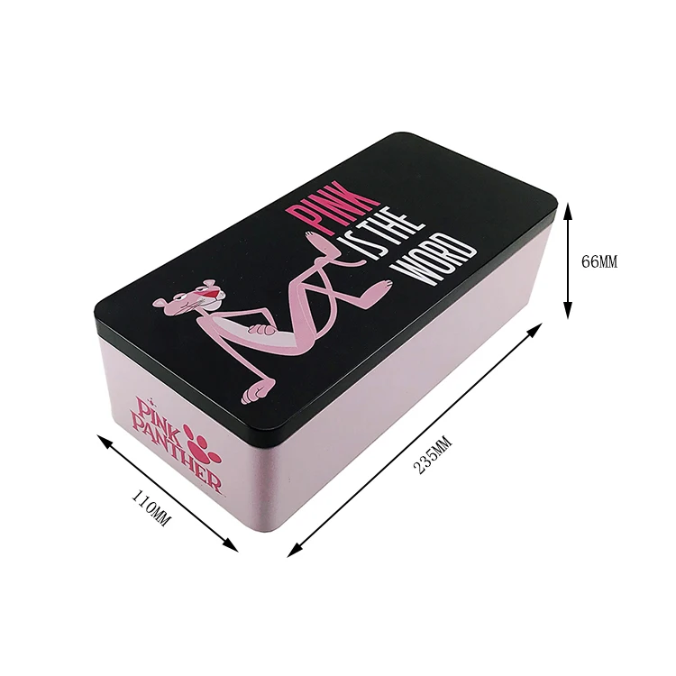 Luxury  Food Grade Pink Rectangular Metal Cookie Biscuits Nut Food Packaging Tin Can With Lid