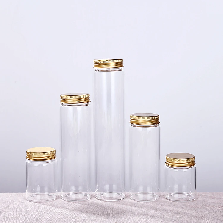 47mm transparent high quality cylindrical borosilicate glass tube bottle spice bottle capsule with screw aluminum cap