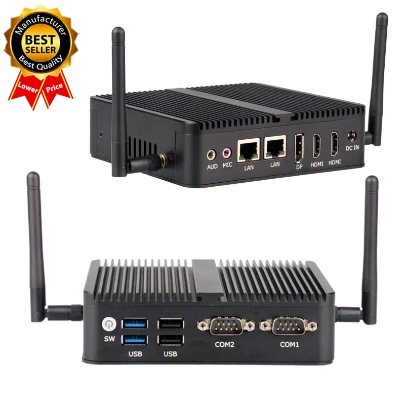 Factory Cheap PC Mini Computer Intel N100 4 Core Dual 2 Lan Ethernet 4 USB Ubuntu Win 10 Nuc Nano Fanless Industrial PC Mini