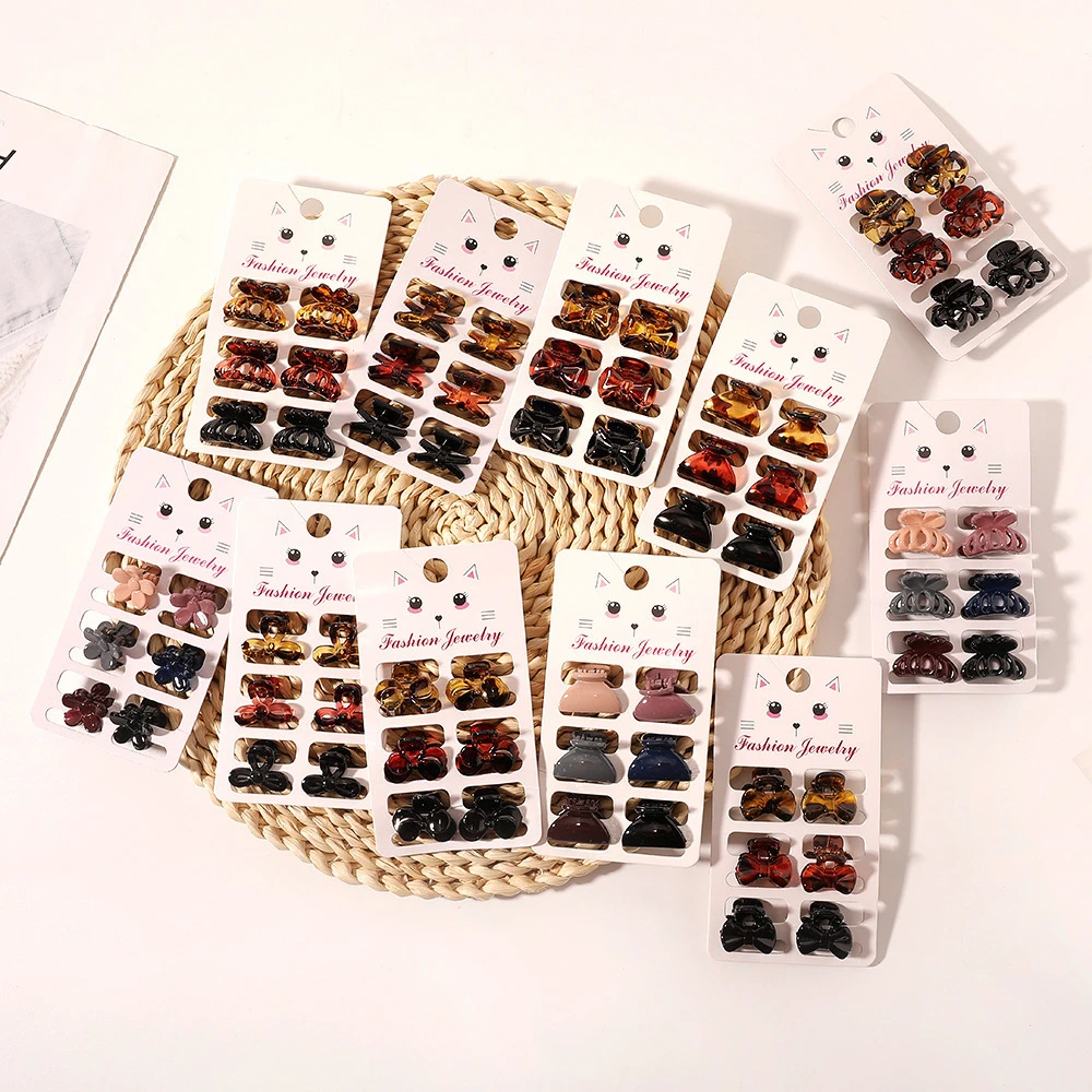 6pcs/set small hair claw clips plastic clip for kids hair accessories set