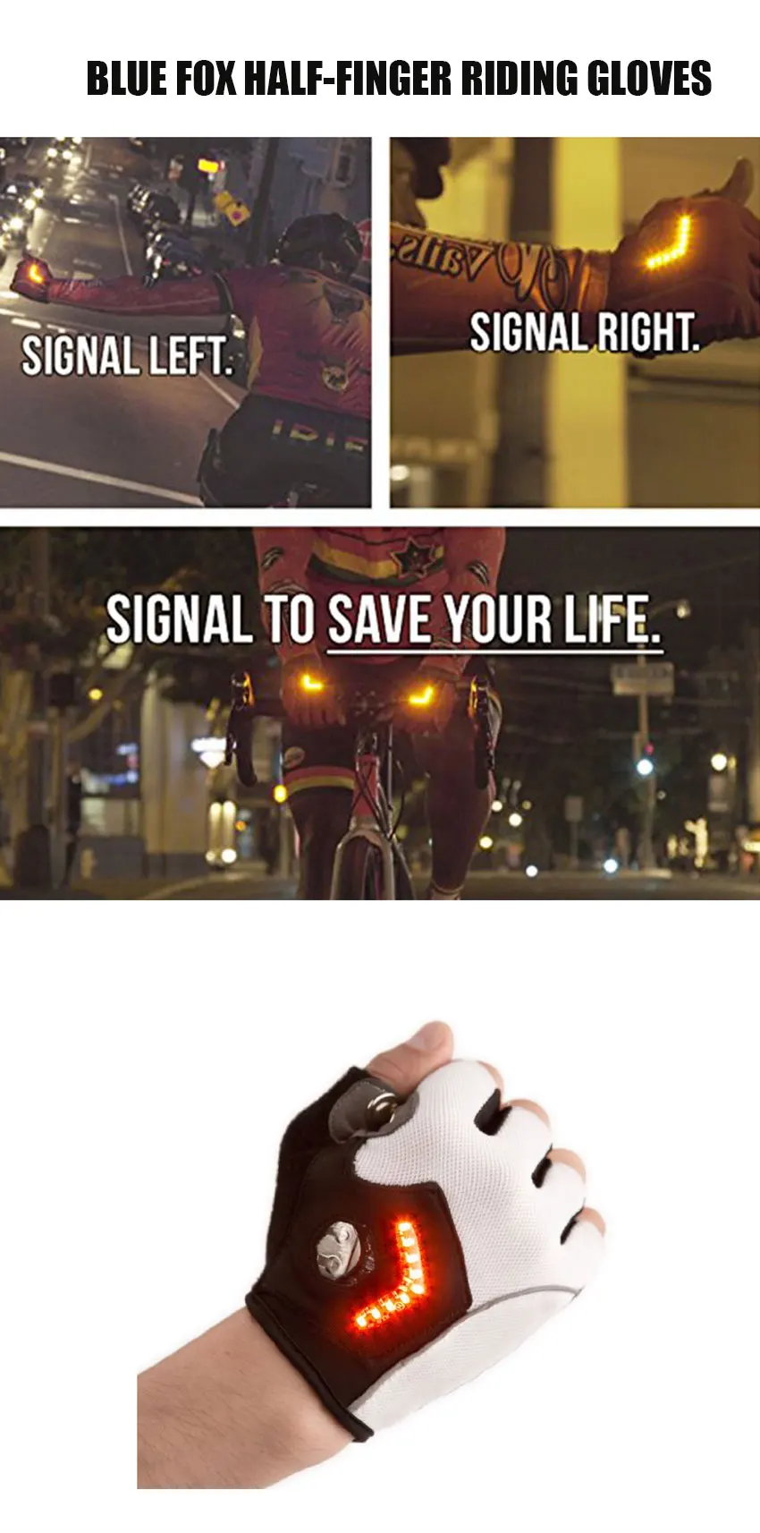 High standard Led Turn Automatic Induction Turn Signal Gloves Warning Light Outdoor Riding Gloves Bicycle