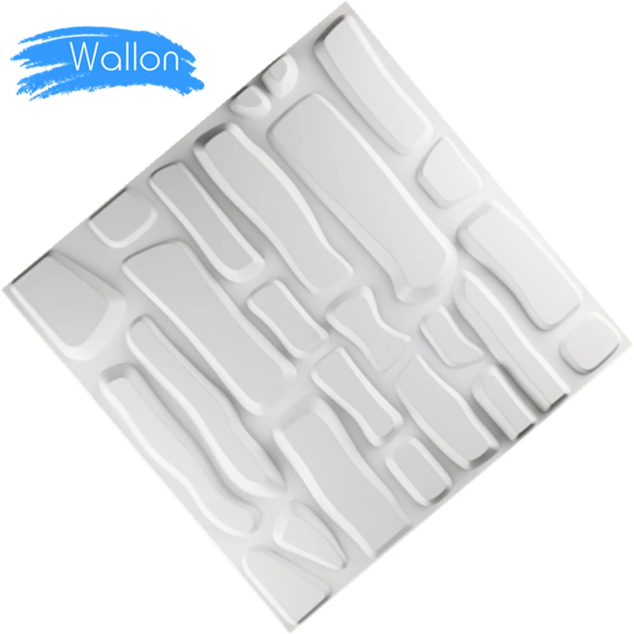 FREE SHIPPING Embossed Board 3D Mdf Wall Panel Decorative Stone  , Matt White, 500x500MM,12PCS/Box