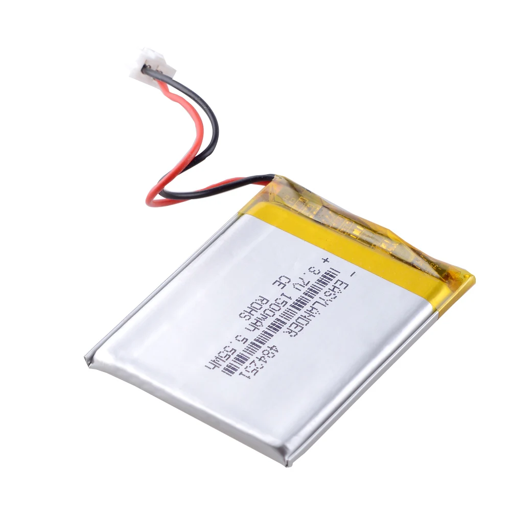 
484251 3.7V 1500mah plug 2.54 2p with Certificates UL1642/ IEC62133 Lithium Polymer Battery 