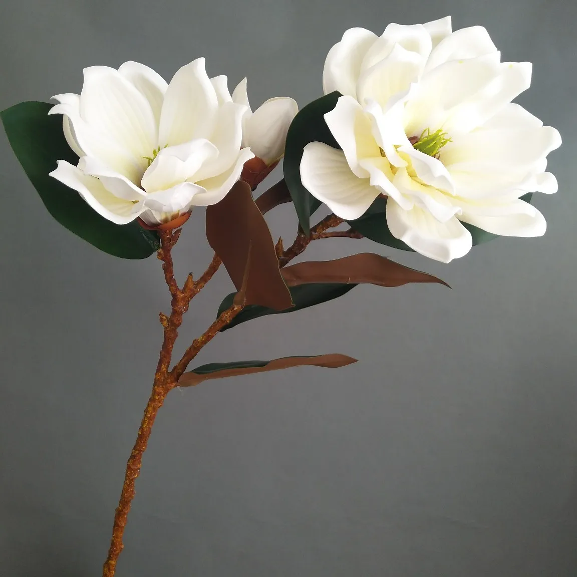 Artificial Flowers Real Touch Magnolia Large Flowers Branch for Office Vase Table Centerpiece Silk Magnolias Stems Faux Magnolia