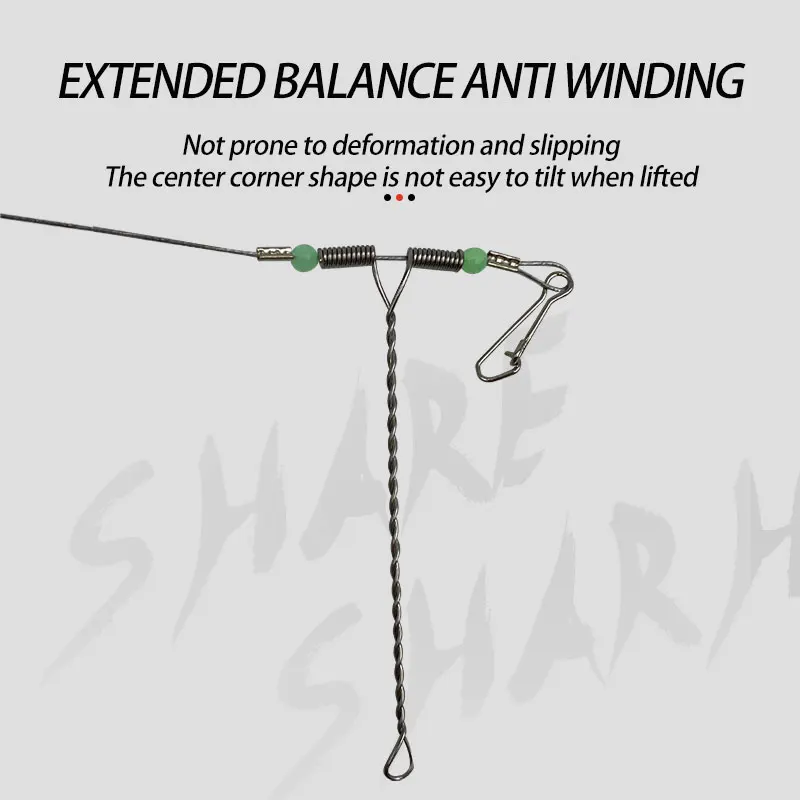 Stainless Steel Fishing Wire Leader Rigs Anti-Winding Fishing Swivel Saltwater Fishing Wire Trace Leader Rope Line Tackle