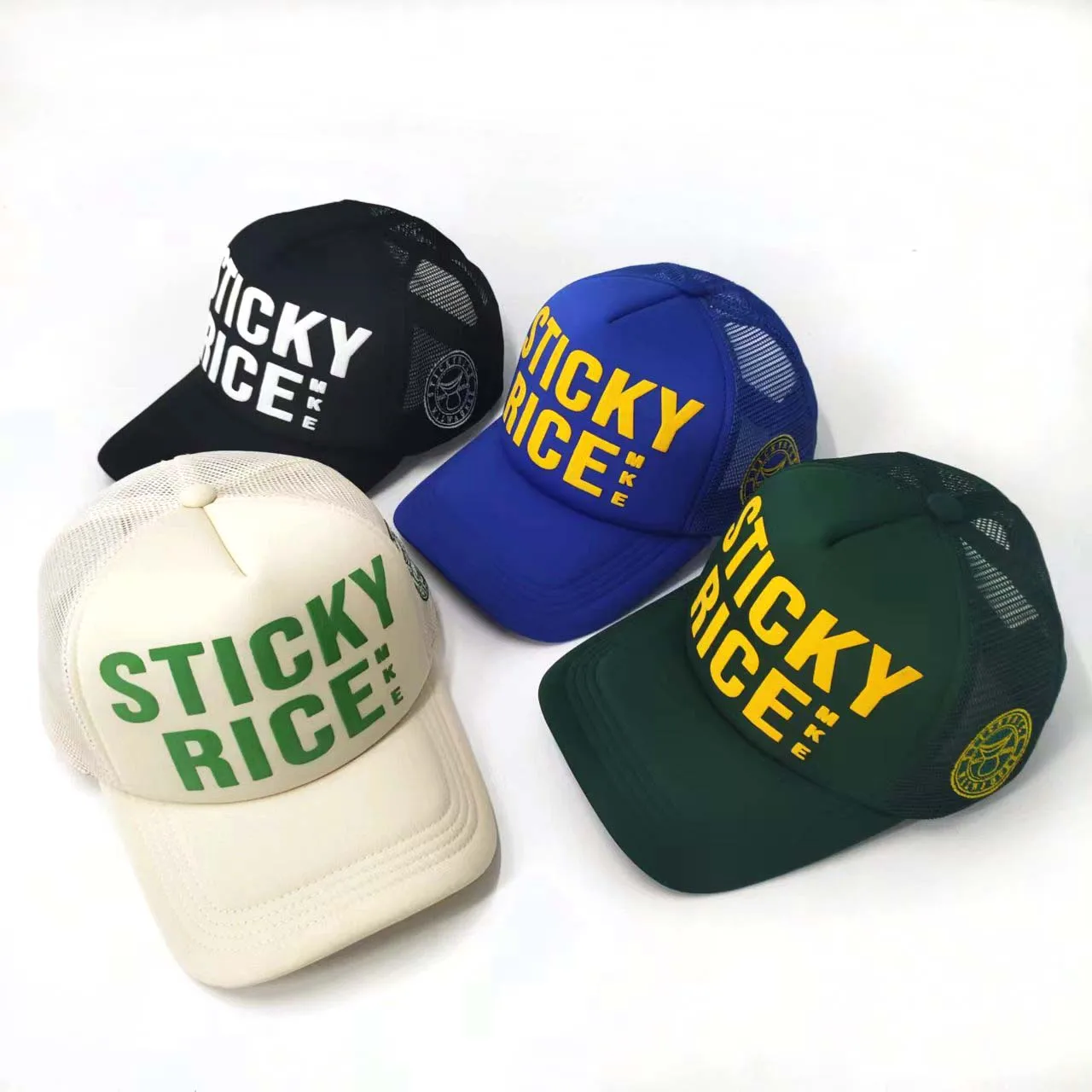 New designer 5 panels 3d puff printing text foam trucker hats custom embroider logo mesh trucker hats