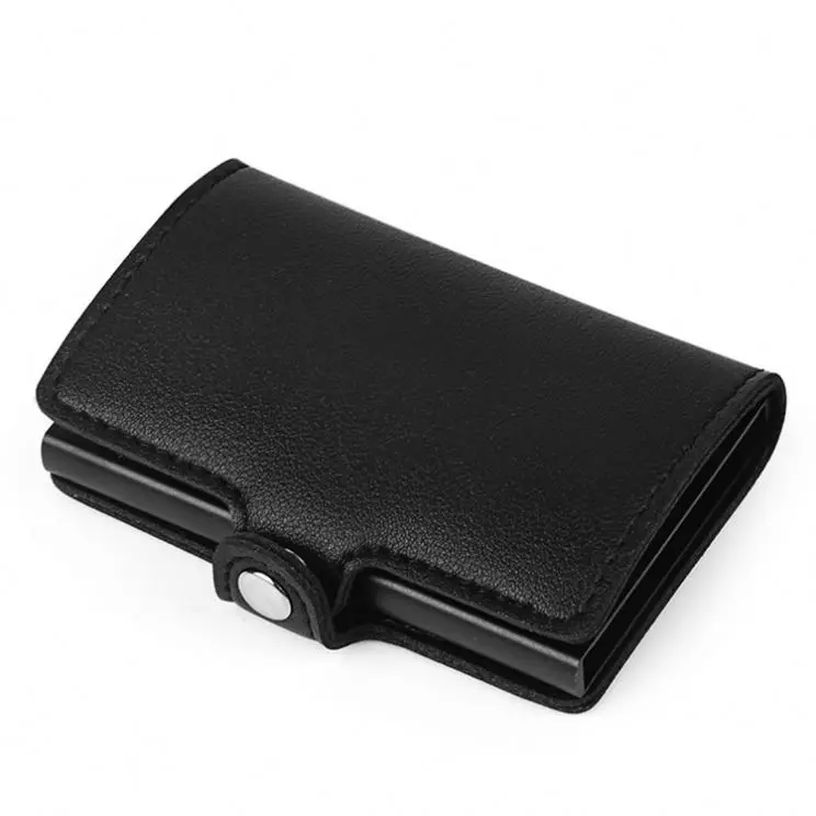 with High Capacity Leather Credit Card Wallet Steam Code Smart Aluminium Rfid Blocking Card Wallet Small Rfid Wallet