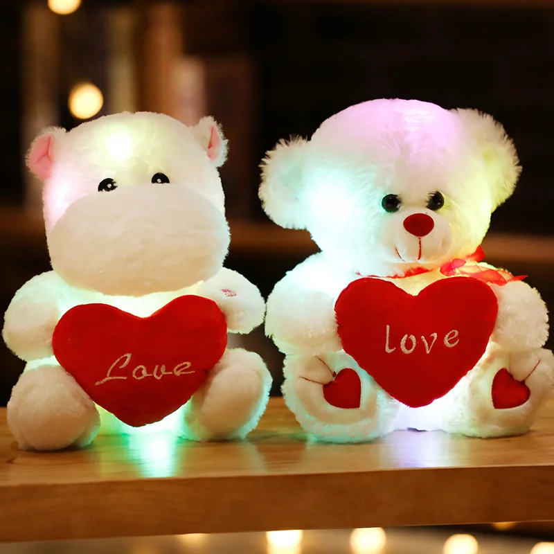 Valentines Day Girls Gift Plush Toy Teddy Bear Unicorn Puppy Sheep Stuffed Animals Baby Soft Pillow Toy With Light