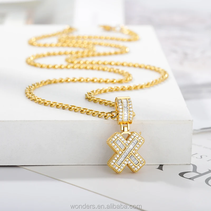 Ice Zircon CZ Rhinestone Initial Necklaces Micro Set necklaces-for-lady Trendy Necklace Jewelry Wholesale Dropshipping