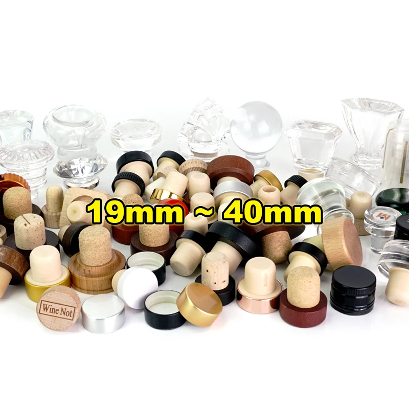 Custom Logo Luxury Wine Bottle Stopper with Wooden T Shape Cap Cork Bottle Lid for Vodka Customizable Lid Bottle Closures