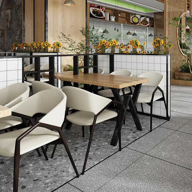 Cafe Shop Upholstered Pu Leather And Fabric Armrest Wooden Dining Chairs Wishbone Dinning Chairs