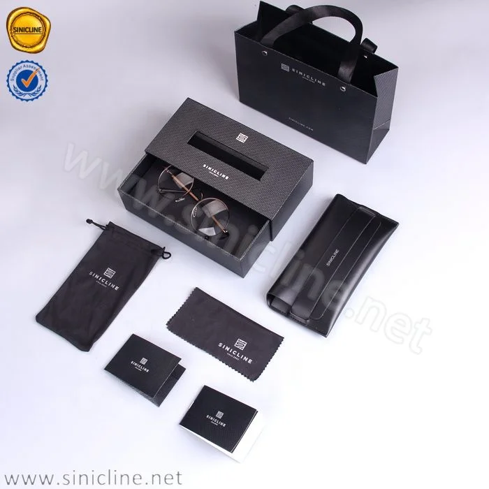 Sinicline custom high quality black fashion sunglasses luxury box with bag