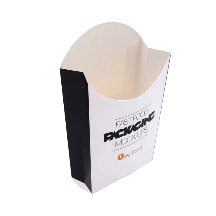 Custom White Craft Fries Print Cardboard Disposable Fold Takeaway French Fries Food Paper Packaging Box