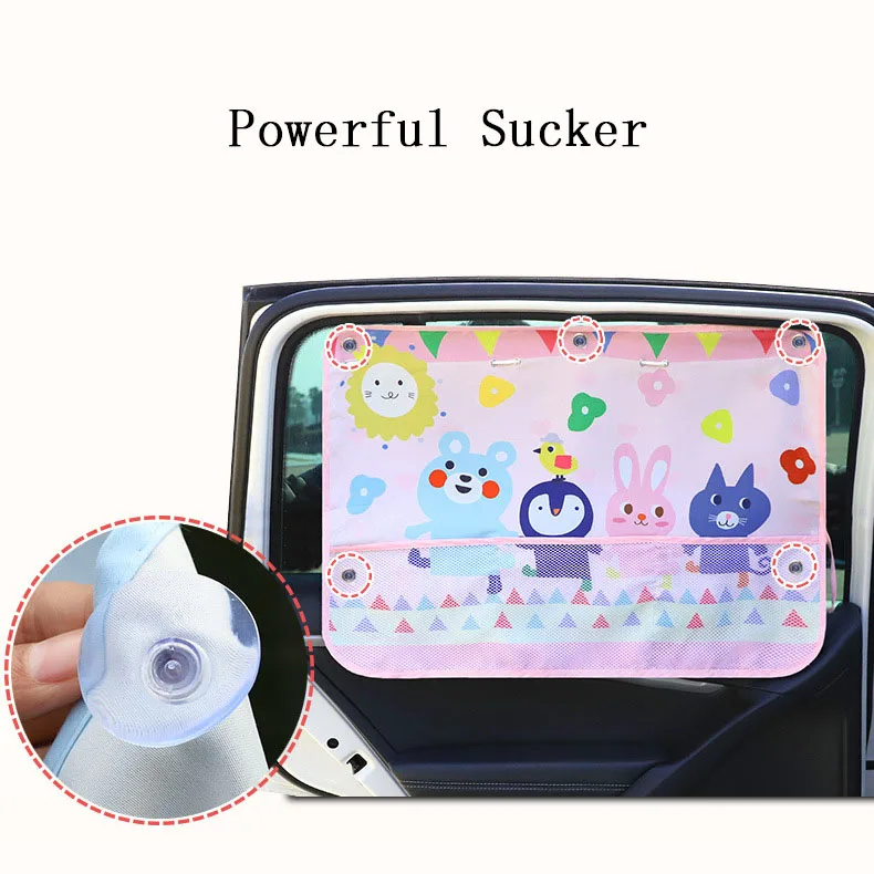 Baby Children UV Rays Glare Car Interior Sun Blocker Blind With Mesh Pocket Universal Car Side Window Sun Shade Curtain