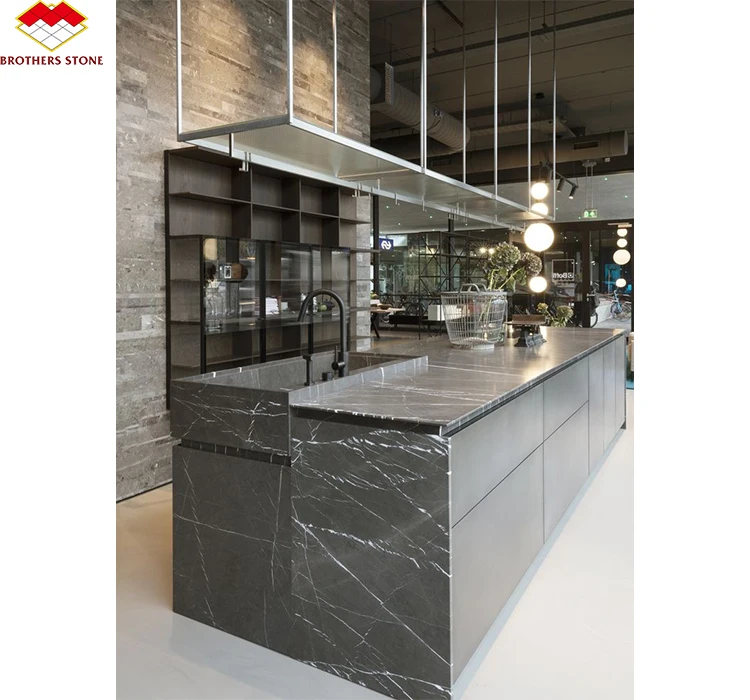 New Products Integrated Kitchen Island of Sintered Stone Modern Artificial Marble Kitchen Sintered Stone Table Top